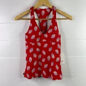 CARVE DESIGNS *FLAWS Red La Jolla Georgia Tankini Racerback Swimsuit Top Size XS